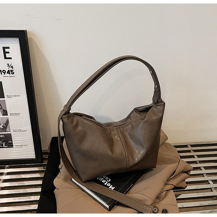 Ielgy Trendy Large-Capacity Korean Retro Fashion Dumpling Bag Casual One-Shoulder Diagonal Bag