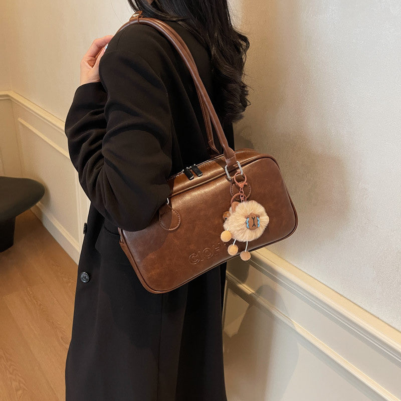 Ielgy Work Commuter Bag Large Capacity Retro One-Shoulder Portable Casual Pillow Bag