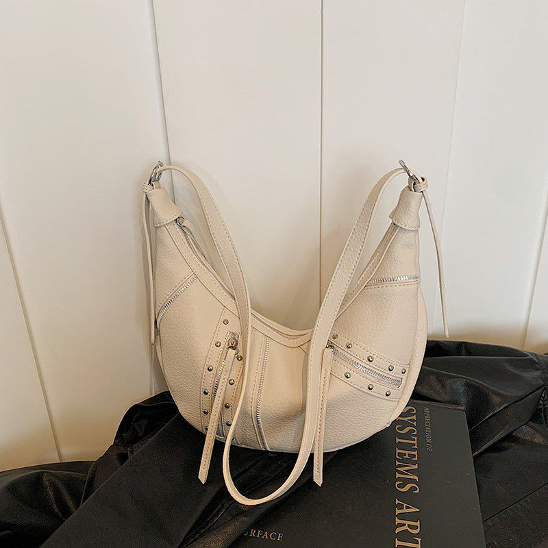 Ielgy Large-Capacity Bag High-End Texture Niche Autumn Winter All-Match One-Shoulder Messenger Rivet Dumpling Bag