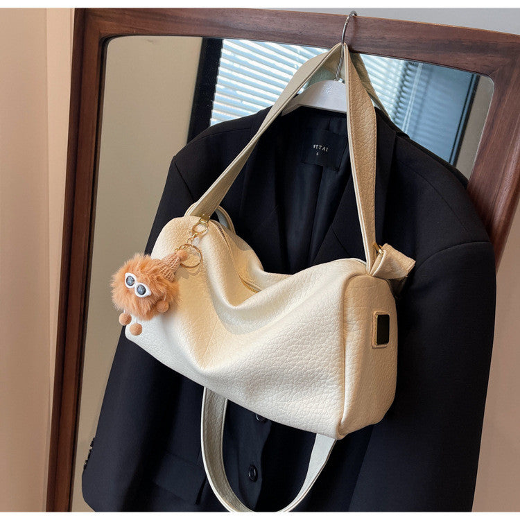 Ielgy Retro Lychee Pattern Soft Leather Pillow Bag Simple Niche One-Shoulder Diagonal Casual Bag