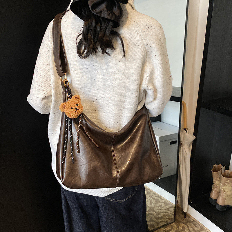 Ielgy Autumn Winter Large-Capacity All-Match Commuter Shoulder Soft Leather Mess