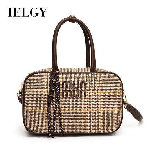Ielgy Fashion Plaid Handbag Shoulder Crossbody Commuter Boston Pillow Bag
