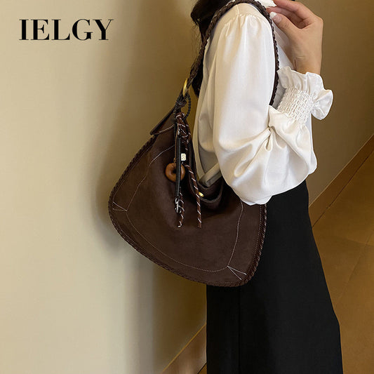 Ielgy Fashion Trendy Leopard Print Tote Bag Retro Casual One-Shoulder Large-Capacity Commuter Underarm Bag