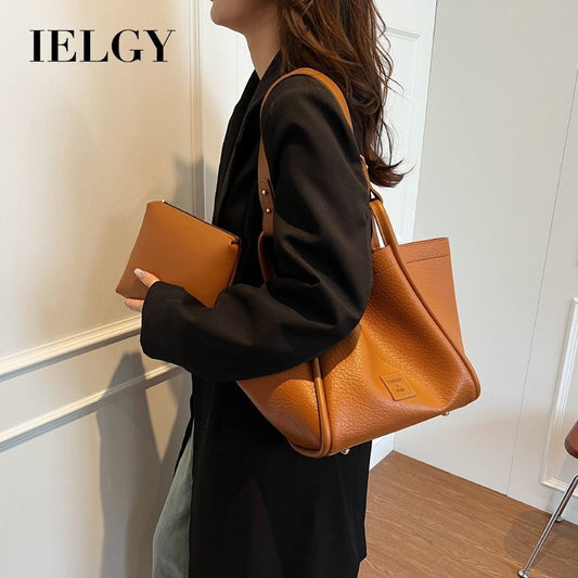 Ielgy Large Capacity Underarm Bag Autumn Winter Trendy Retro Tote Bag