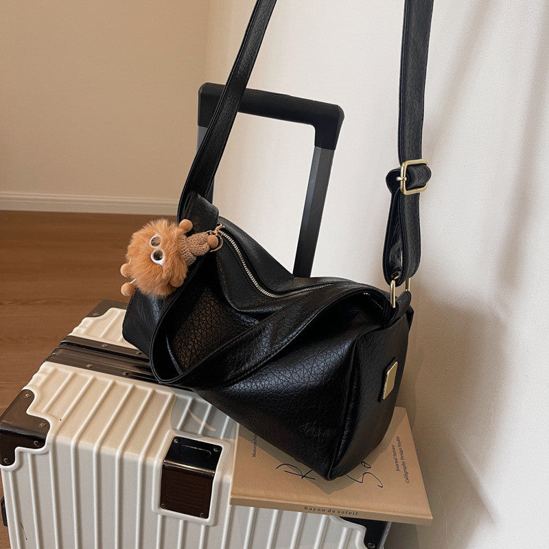 Ielgy Retro Lychee Pattern Soft Leather Pillow Bag Simple Niche One-Shoulder Diagonal Casual Bag