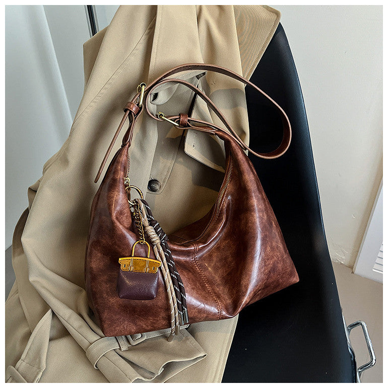 Ielgy Retro Soft Surface Large-Capacity Autumn Winter All-Match Messenger Bag Fashion One-Shoulder Commuter Bag