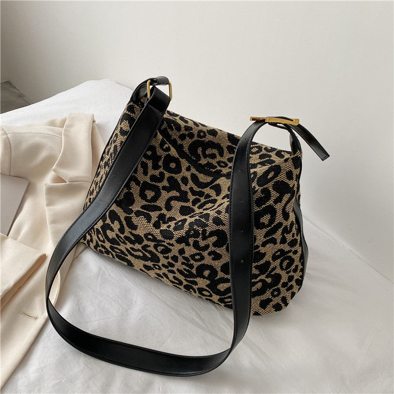 Ielgy Leopard Print Large-Capacity Bag All-Match Tote Bag Outing Shoulder Messenger