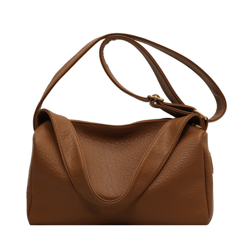 Ielgy Retro Lychee Pattern Soft Leather Pillow Bag Simple Niche One-Shoulder Diagonal Casual Bag