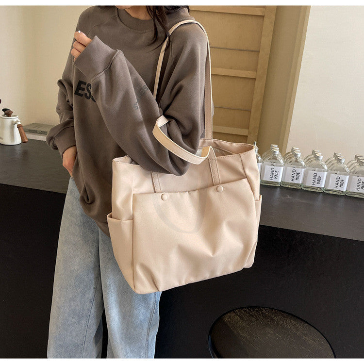 Ielgy Ladies Shoulder Bag Urban Commuter Large Capacity Tote Bag Lightweight Travel Simple Nylon Cloth Handbag