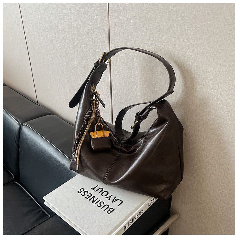 Ielgy Retro Soft Surface Large-Capacity Autumn Winter All-Match Messenger Bag Fashion One-Shoulder Commuter Bag