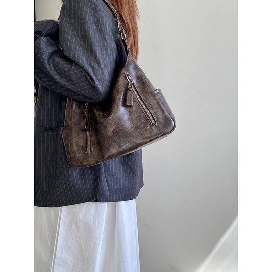 Ielgy Autumn Winter Retro Large Capacity Underarm Female Bag Commuter Shoulder Messenger Bag