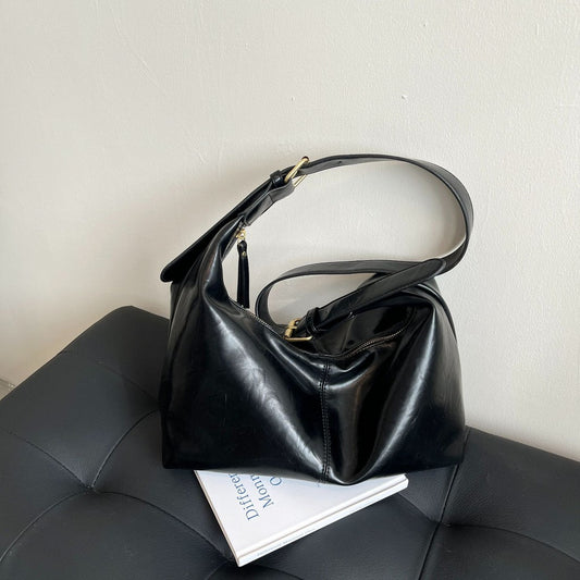 Ielgy Retro Soft Surface Large-Capacity Autumn Winter All-Match Messenger Bag Fashion One-Shoulder Commuter Bag