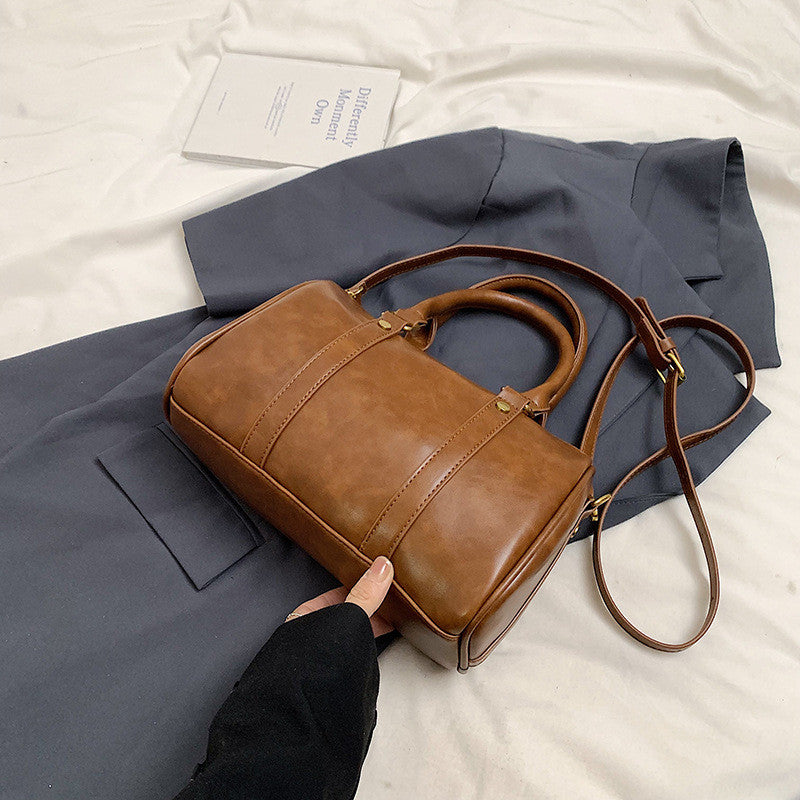Ielgy Retro Fashion Texture Trendy Korean Style All-Match Cross-Body Boston Portable Pillow Bag