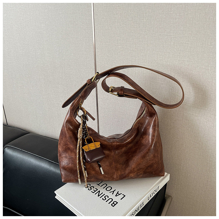 Ielgy Retro Soft Surface Large-Capacity Autumn Winter All-Match Messenger Bag Fashion One-Shoulder Commuter Bag