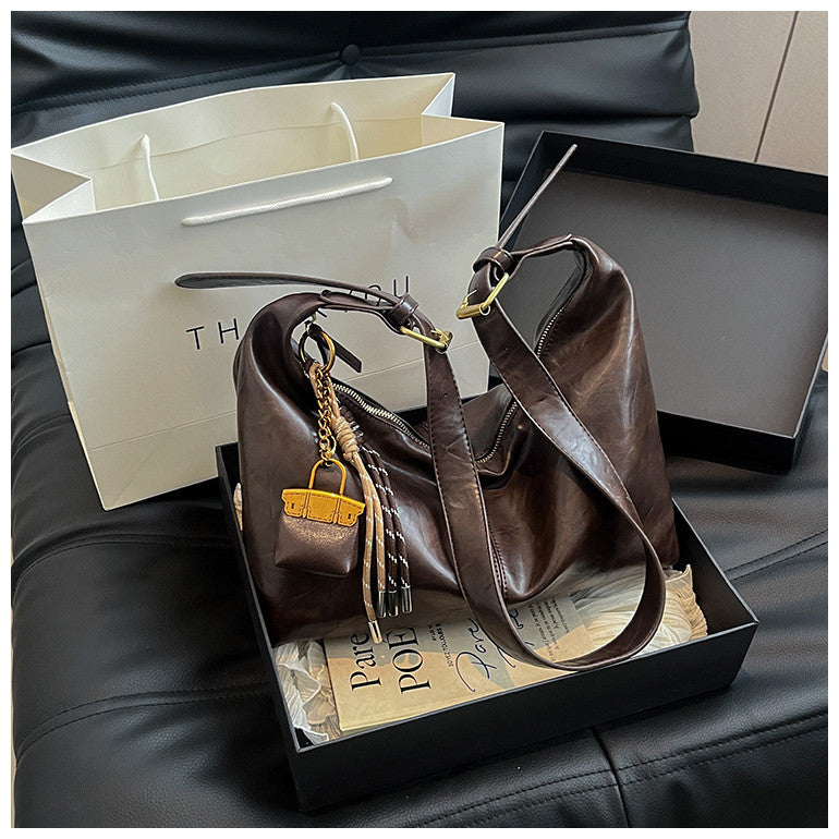 Ielgy Retro Soft Surface Large-Capacity Autumn Winter All-Match Messenger Bag Fashion One-Shoulder Commuter Bag