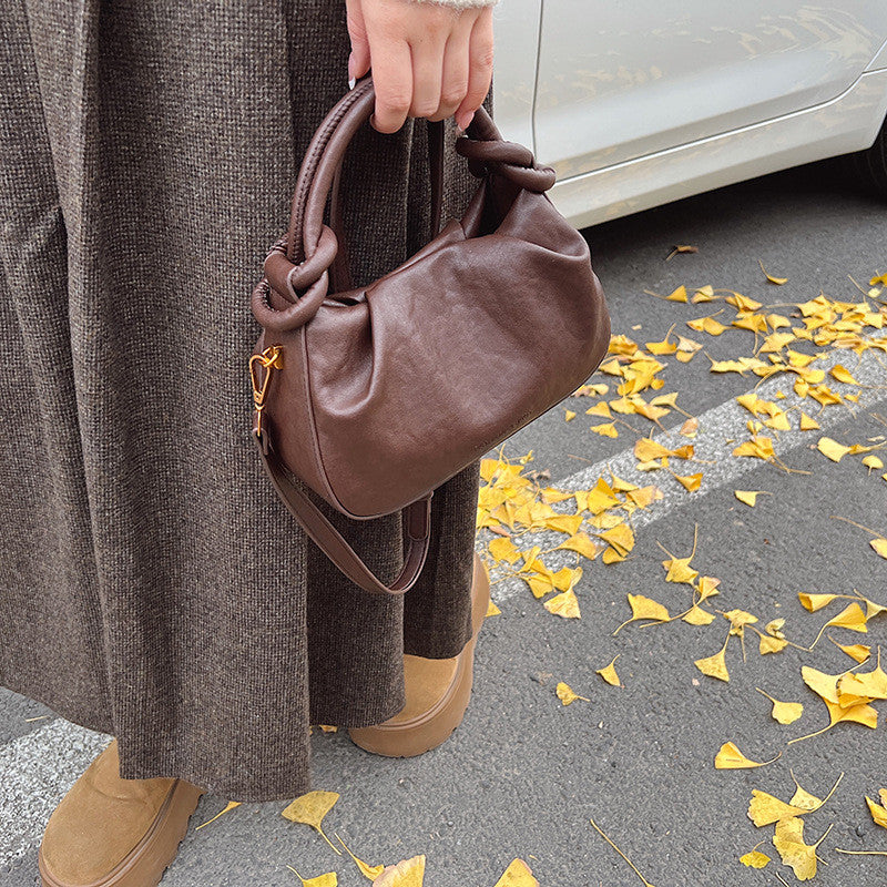 Ielgy Korean Style High-End All-Match Dumpling Bag Autumn Winter Pleated Cross-Body Handbag
