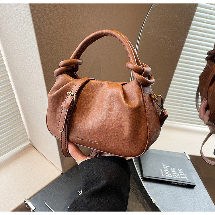 Ielgy Korean Style High-End All-Match Dumpling Bag Autumn Winter Pleated Cross-Body Handbag