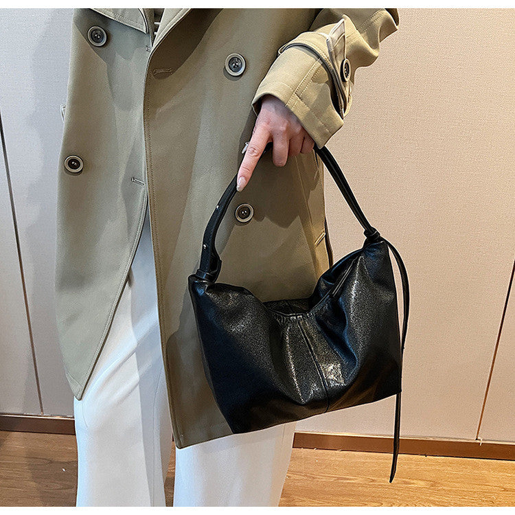 Ielgy Trendy Large-Capacity Korean Retro Fashion Dumpling Bag Casual One-Shoulder Diagonal Bag