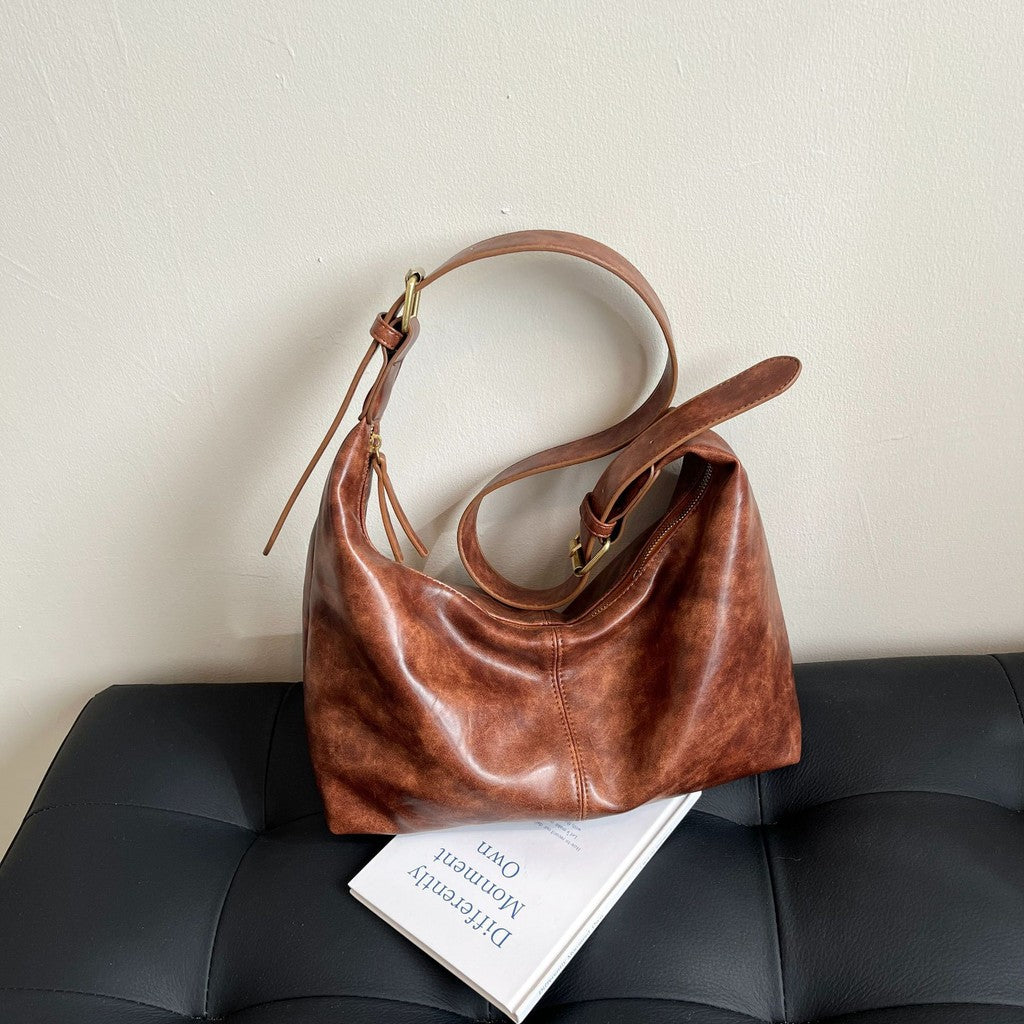 Ielgy Retro Soft Surface Large-Capacity Autumn Winter All-Match Messenger Bag Fashion One-Shoulder Commuter Bag
