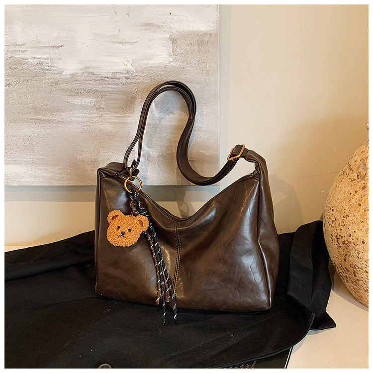 Ielgy Autumn Winter Large-Capacity All-Match Commuter Shoulder Soft Leather Mess