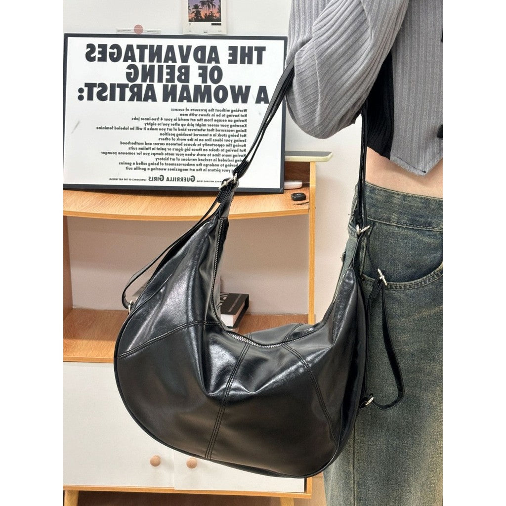 Ielgy Retro Dumpling Bag Large Capacity Fashion Commuter Tote Bag Niche High-End Messenger Bag