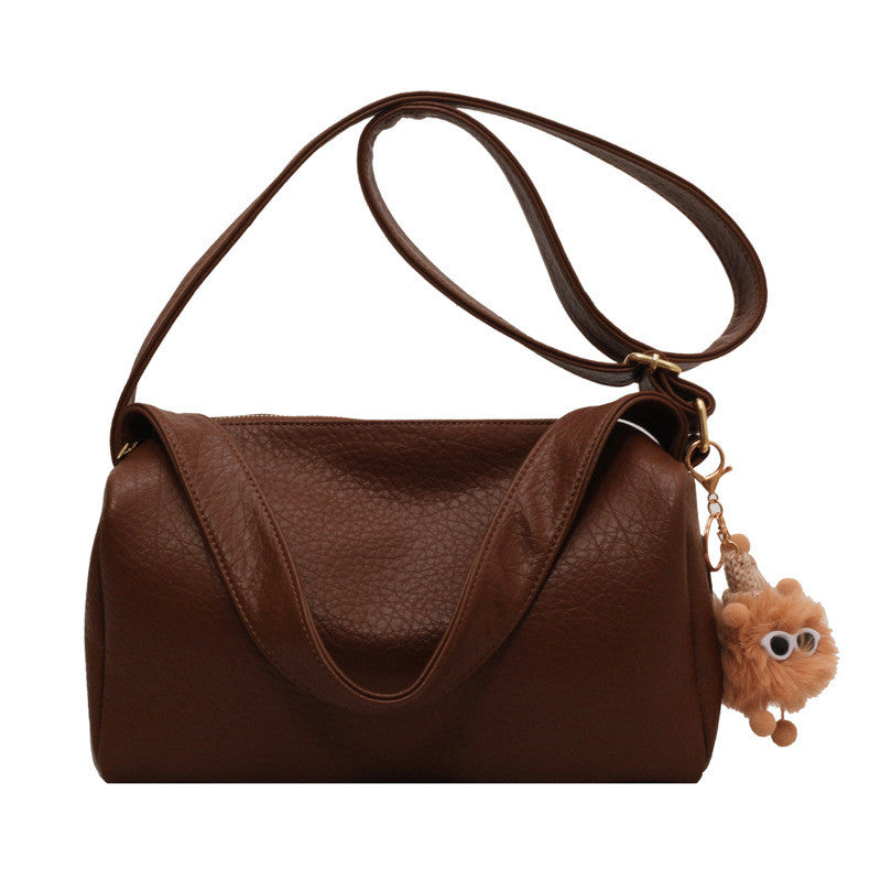 Ielgy Retro Lychee Pattern Soft Leather Pillow Bag Simple Niche One-Shoulder Diagonal Casual Bag