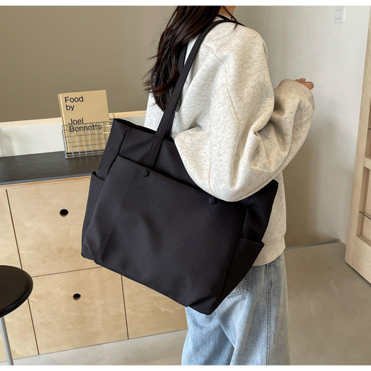 Ielgy Ladies Shoulder Bag Urban Commuter Large Capacity Tote Bag Lightweight Travel Simple Nylon Cloth Handbag