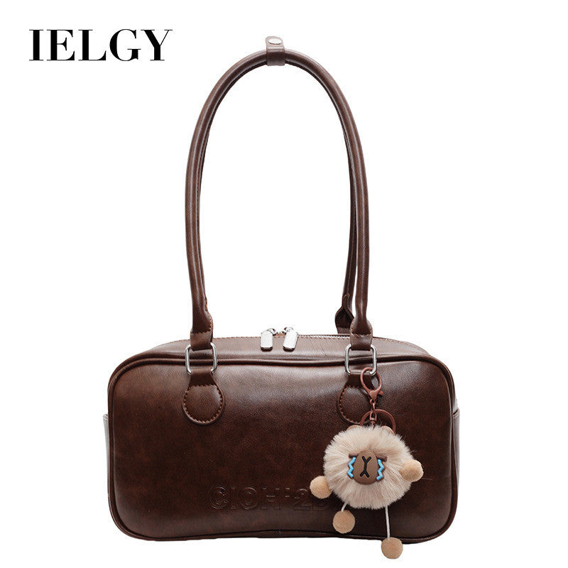 Ielgy Work Commuter Bag Large Capacity Retro One-Shoulder Portable Casual Pillow Bag