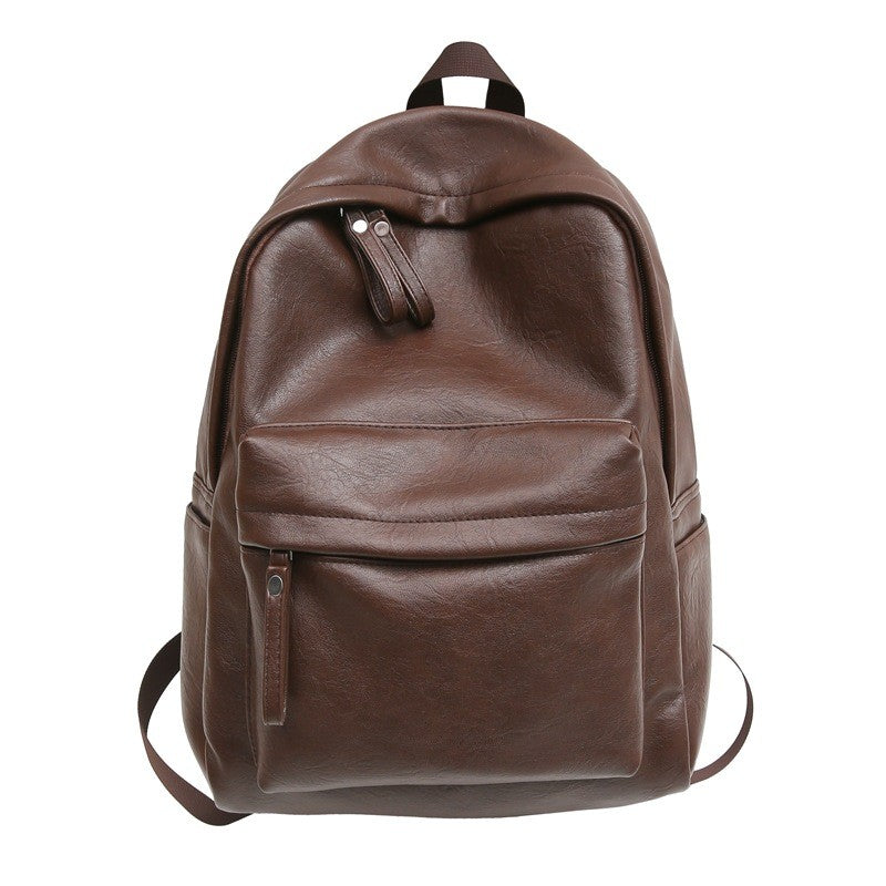 Ielgy pu Pure Color Simple Daily Commuter Backpack Large Capacity Backpack Travel Bag