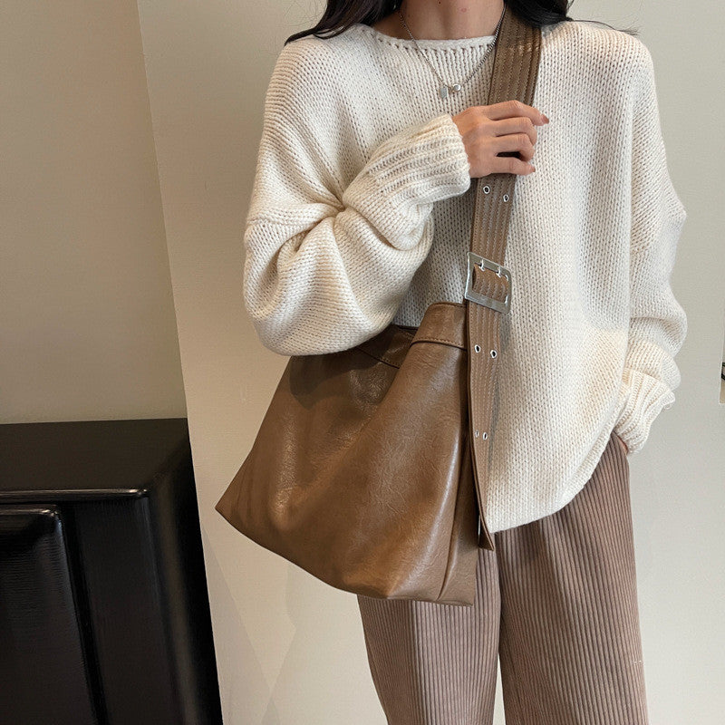 Ielgy Texture Underarm Bag Trendy Retro Casual Large-Capacity Commuter Shoulder Tote Bag