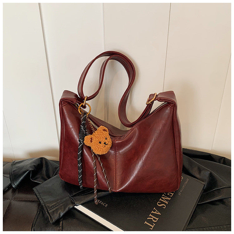 Ielgy Autumn Winter Large-Capacity All-Match Commuter Shoulder Soft Leather Mess
