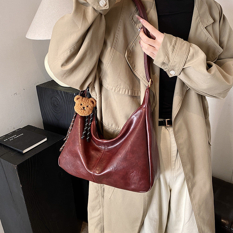 Ielgy Autumn Winter Large-Capacity All-Match Commuter Shoulder Soft Leather Mess