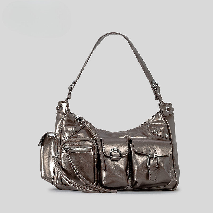 Ielgy Large-Capacity Multi-Pocket Motorcycle Bag One-Shoulder Messenger Hot Girl