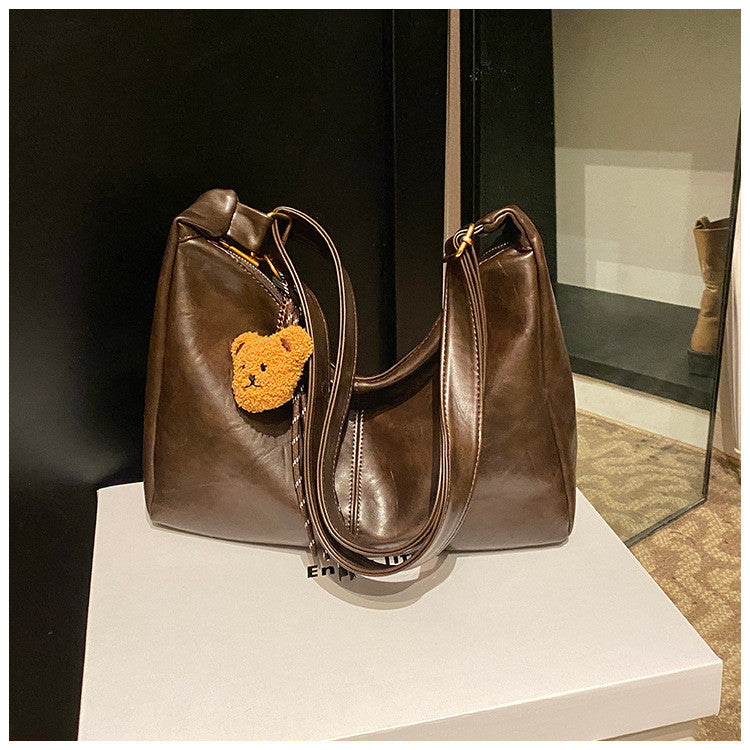 Ielgy Autumn Winter Large-Capacity All-Match Commuter Shoulder Soft Leather Mess