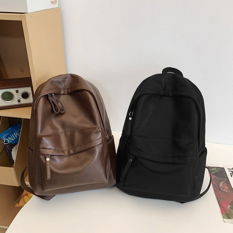 Ielgy pu Pure Color Simple Daily Commuter Backpack Large Capacity Backpack Travel Bag