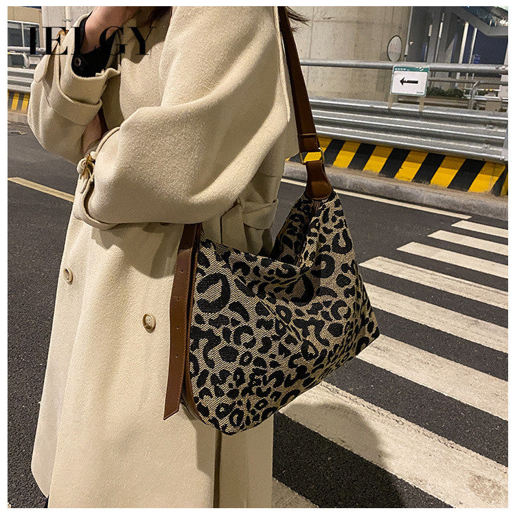 Ielgy Leopard Print Large-Capacity Bag All-Match Tote Bag Outing Shoulder Messenger