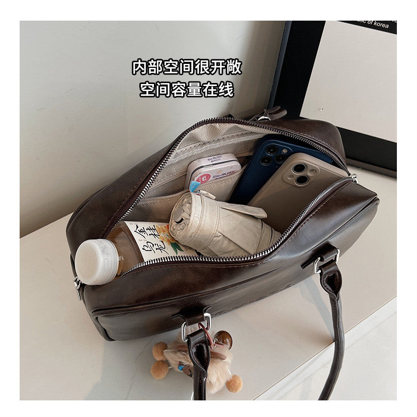 Ielgy Work Commuter Bag Large Capacity Retro One-Shoulder Portable Casual Pillow Bag