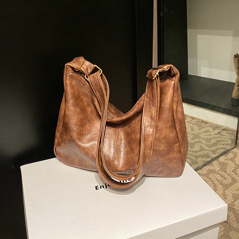 Ielgy Autumn Winter Large-Capacity All-Match Commuter Shoulder Soft Leather Mess