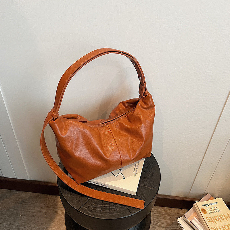 Ielgy Trendy Large-Capacity Korean Retro Fashion Dumpling Bag Casual One-Shoulder Diagonal Bag