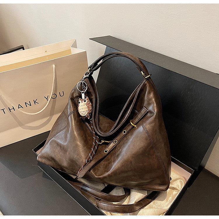 Ielgy Tote Bag Commuter Backpack Retro Fashion Large-Capacity One-Shoulder Female Bag