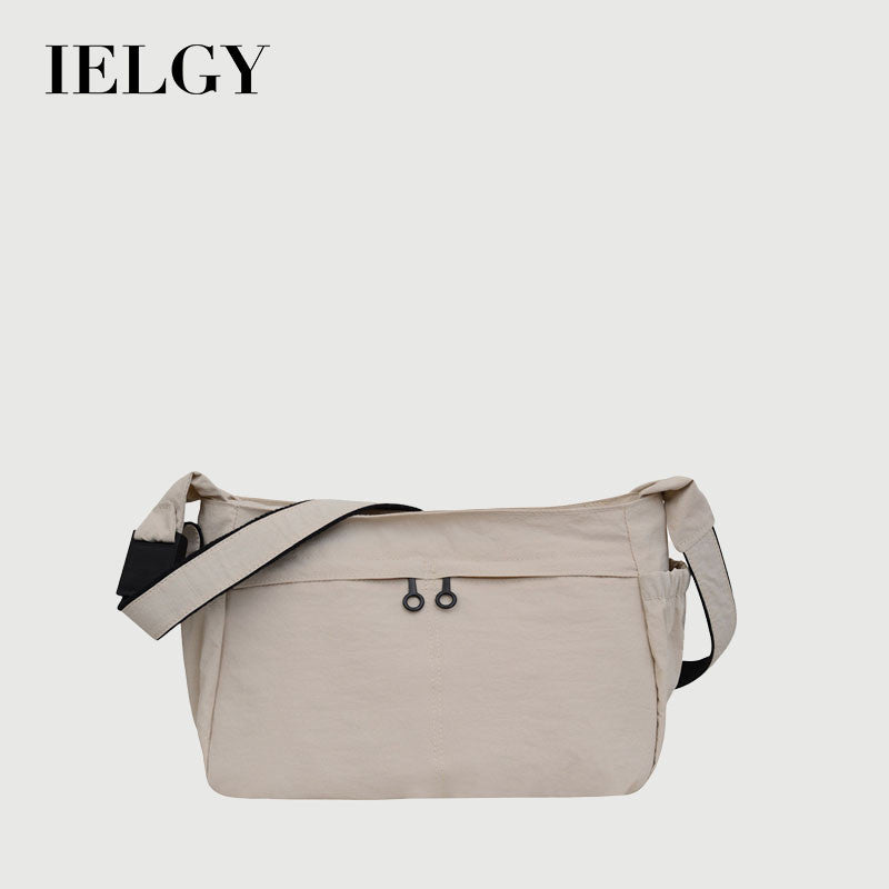 Ielgy Nylon Tote Bag Korean Version Solid Color Underarm Bag Large Capacity Simple Casual Shoulder Bag