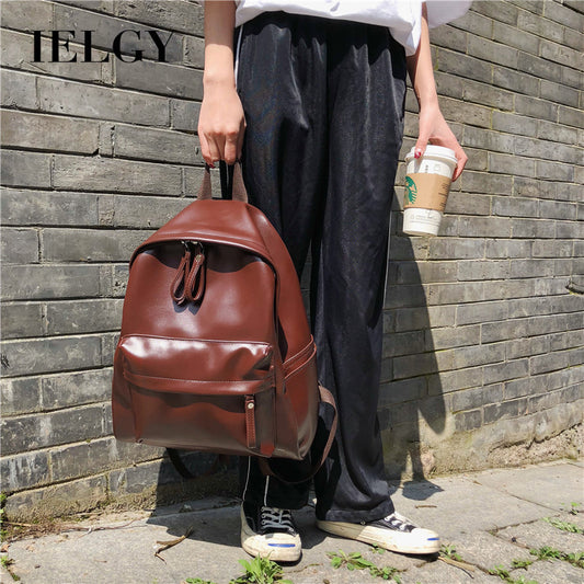 Ielgy Backpack Korean Version pu Preppy Style Casual Backpack