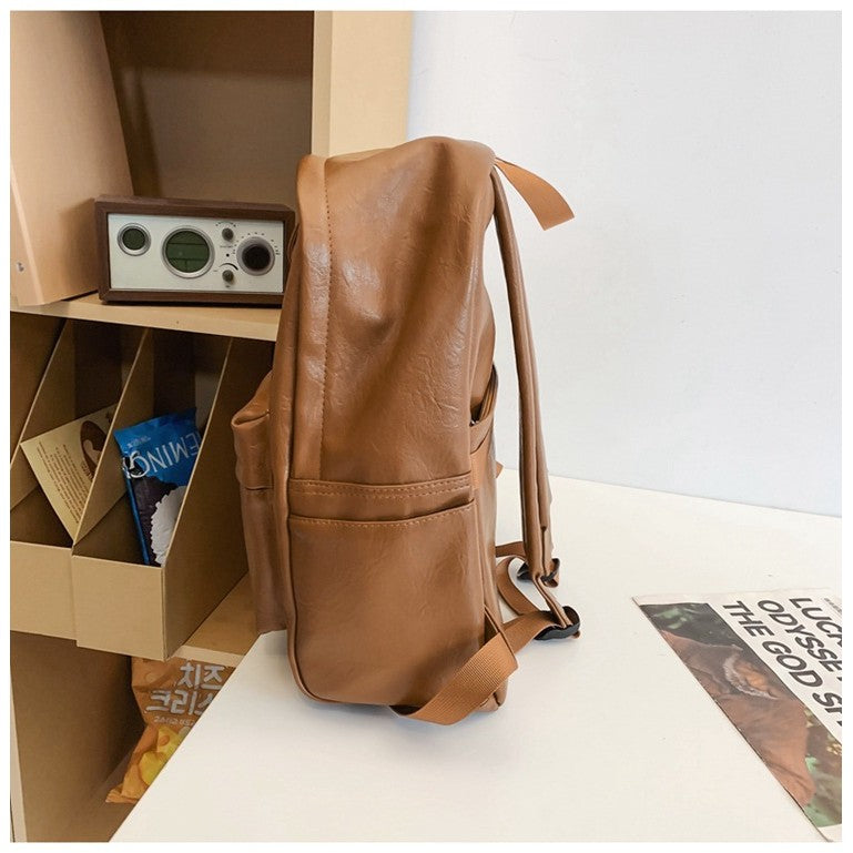 Ielgy pu Pure Color Simple Daily Commuter Backpack Large Capacity Backpack Travel Bag