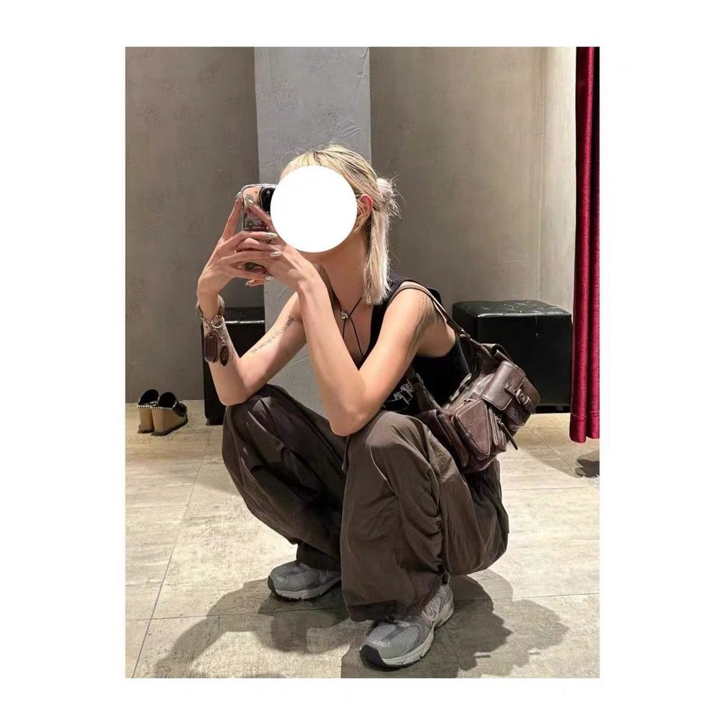 Ielgy American Retro Motorcycle Style One-Shoulder Underarm Bag Niche Design Sweet Cool Portable Messenger