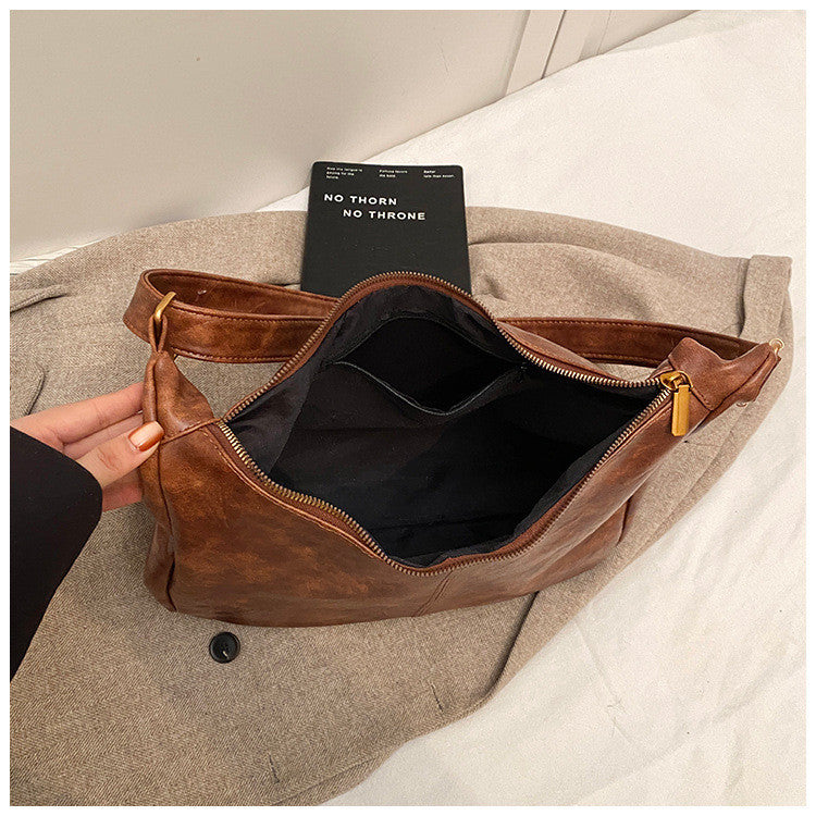 Ielgy Autumn Winter Large-Capacity All-Match Commuter Shoulder Soft Leather Mess