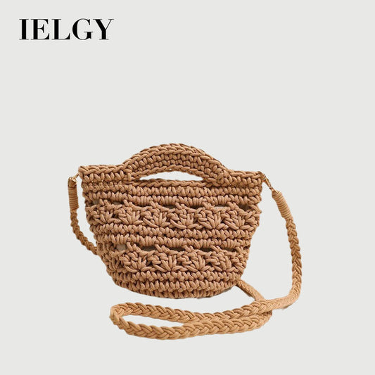 Ielgy Cross-Body Cotton Thread Woven Bag All-Match Hollow Straw Vacation Beach Bag Fresh