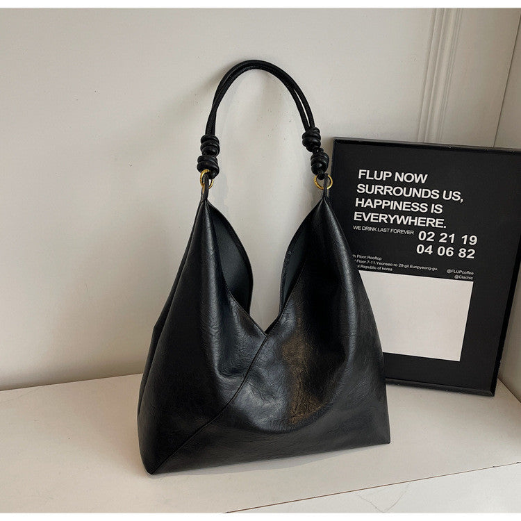 Ielgy Retro Large-Capacity Shoulder Tote Bag High-End Fashion Casual Commuter Messenger Bag