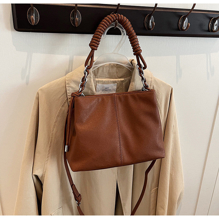 Ielgy Retro Bag Large Capacity All-Match Casual Cross-Body Portable Work Commuter Tote Bag