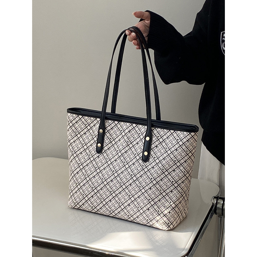 Ielgy Retro All-Match Commuter Large-Capacity Tote Bag Shoulder Handbag
