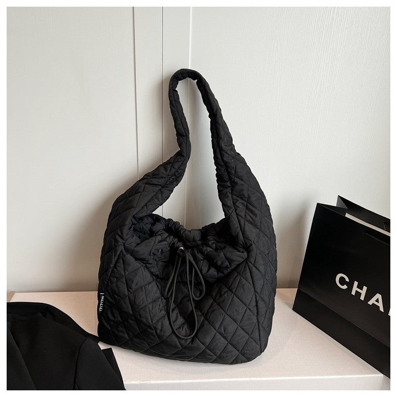 Ielgy Autumn Winter Large-Capacity Commuter Niche Cross-Body Tote Bag Ladies Canvas One-Shoulder Cotton
